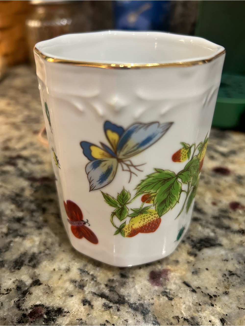 Springtime Butterflies Lenwile Ardalt Porcelain Coffee Mugs 4 Floral Gold Trim